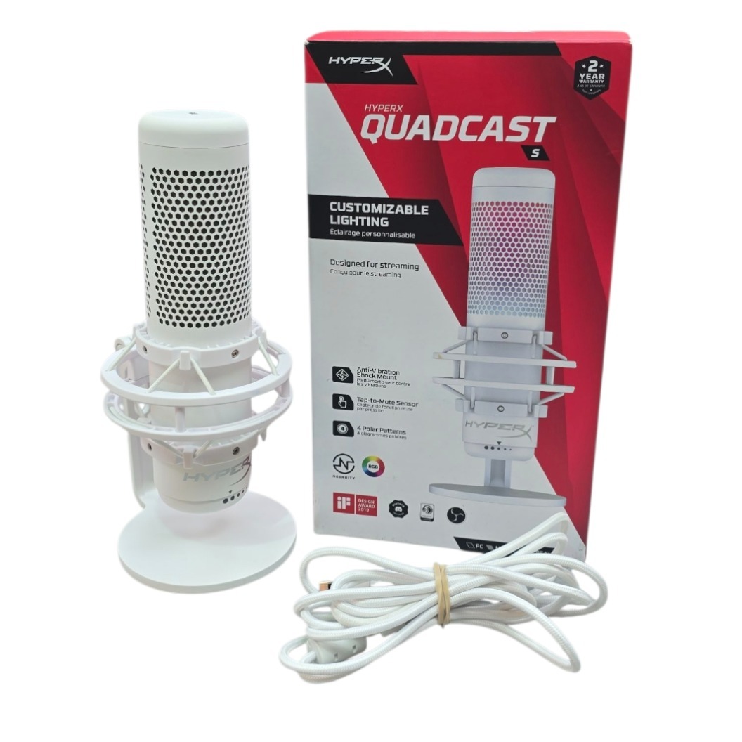Pre-owned HyperX QuadCast S – USB Microphone RGB Lighting White